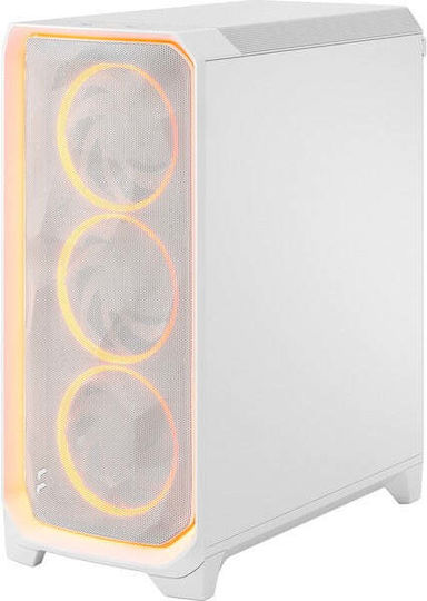 Fractal Design Ambience Pro RGB White TG Clear Tint Gaming Midi Tower Computer Case with Side Window White