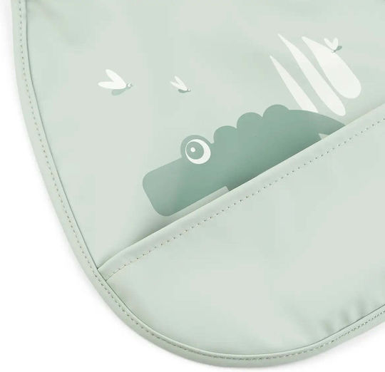 Done by Deer Croco Waterproof Bib Fabric with Lace Band & Pocket Croco Green 2pcs