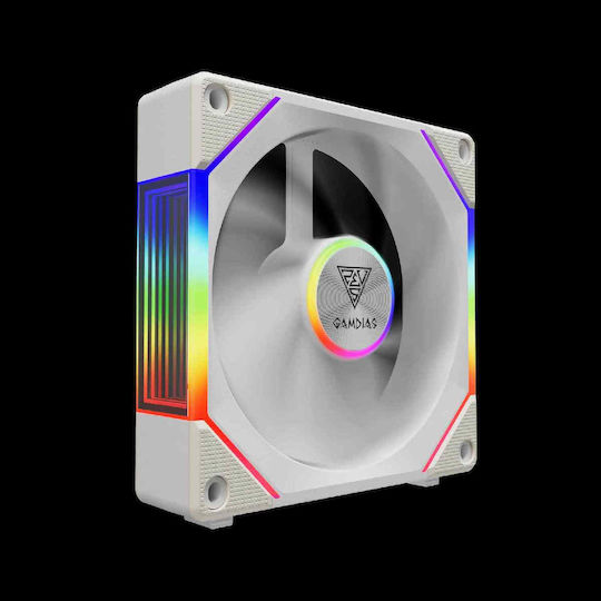 Gamdias Aeolus P2-1203 Reverse Blade Case Fan (2400rpm / 74.97cfm) με ARGB Φωτισμό και Σύνδεση 4-Pin PWM Λευκό