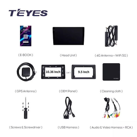 Teyes Автомобилна Аудио Система 2 DIN (Bluetooth/USB/Wi-Fi/GPS/Apple CarPlay/Android Auto) с Touch Screen 10.2"