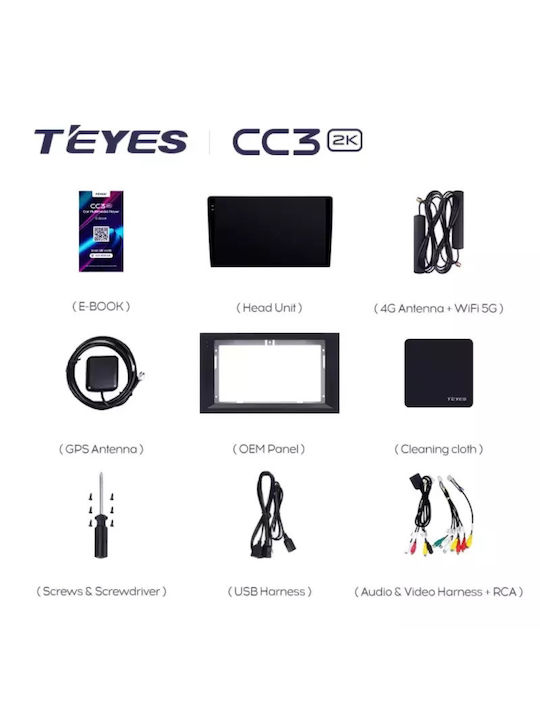 Teyes Auto-Audiosystem 2DIN (Bluetooth/USB/WiFi/GPS/Apple-Carplay/Android-Auto) mit Touchscreen 9.5"