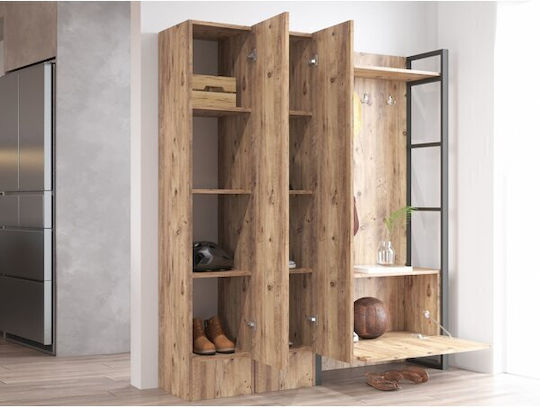 Kailua 2175 Мебел за антре с Огледало и Закачалка Бор, Черен 161x36x180см Kailua 2175 Мебел за антре с Огледало и Закачалка Бор, Черен 161x36x180см
