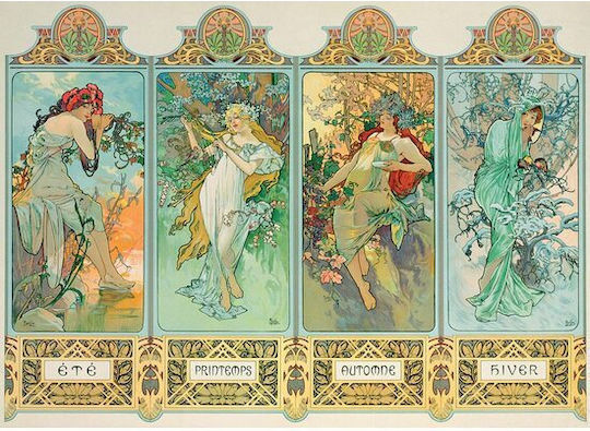 The Four Seasons de Alfonse Mucha Puzzle 2D 1000 Piese