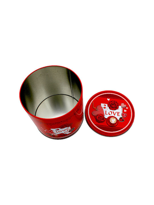 Металик Кутия за съхранение с капак Червен 12x12.5см 1бр
