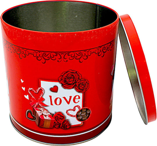 Metallisch Aufbewahrungsbox mit Deckel Rot 12x12.5cm 1Stück