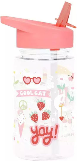 A Little Lovely Company Παιδικό Παγούρι Πλαστικό με Καλαμάκι Tritan 450ml (Διάφορα Σχέδια/Χρώματα)