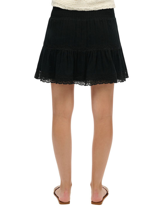 D2 Ovin Ibiza Lace Mix Mini Skirt Mini Skirt Black
