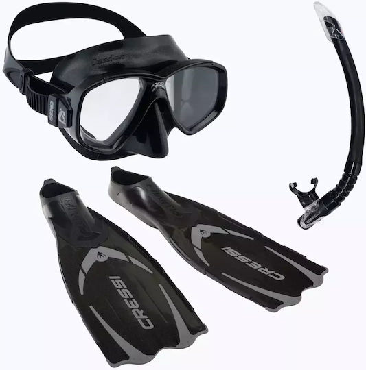 CressiSub Swimming / Snorkelling Flippers Pluma with Mask & Respirator Black
