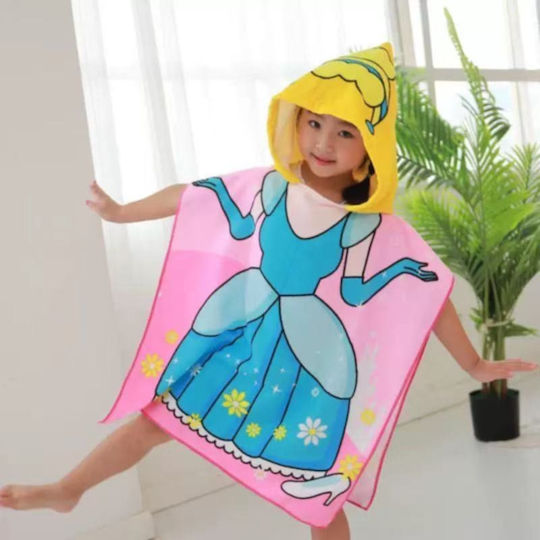 Kinder Strandponcho Einhorn Rosa 120 x 60cm.
