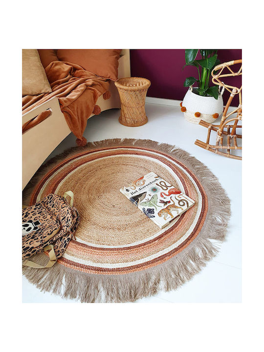 Tapis Petit Jute Tess Ръчно изработено Детско килимче Бежов Кръгло с диаметър 110см