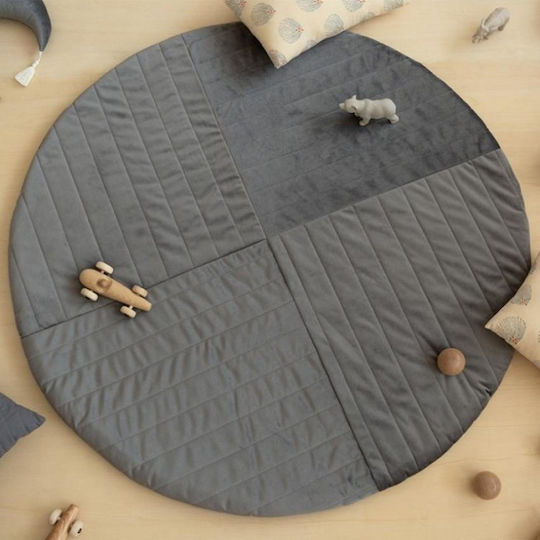 Nobodinoz Kilimanjaro Kids Rug Slate Grey Round with Diameter 105cm Thickness 10mm
