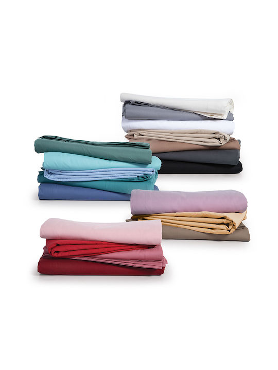 Nef-Nef Homeware Sheet for Single Bed with Elastic 100x200+30cm. Basic Dusty Petrol
