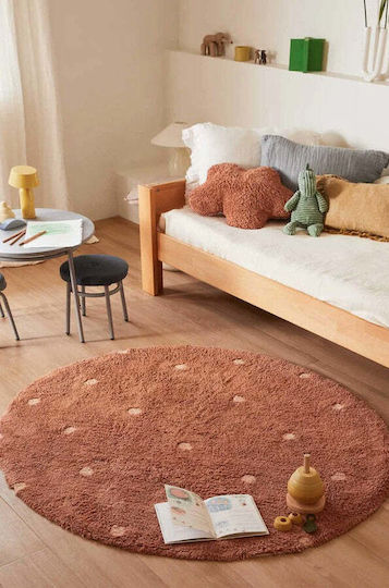 Lorena Canals Kids Synthetic Rug Dot Round 140cm Chestnut