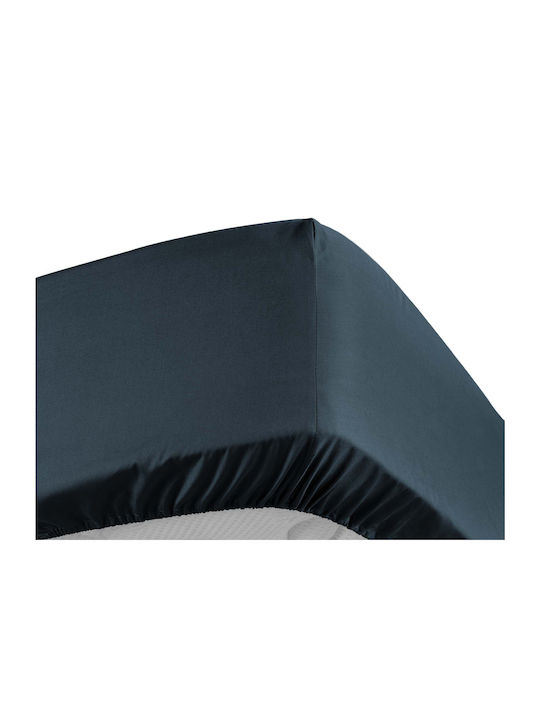 Douceur d'Intérieur Sheet for Single Bed 90x190cm. Percaline Blue