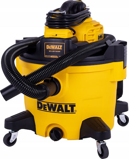 DEWALT Прахосмукачка За Течности / Твърди 1080W с Пластмаса Контейнер 34лт