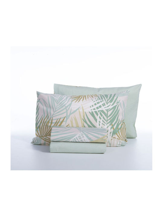 Nef-Nef Homeware Set Cearșafuri King Size cu Elastic 180x200+35cm. Amazon Verde 4buc