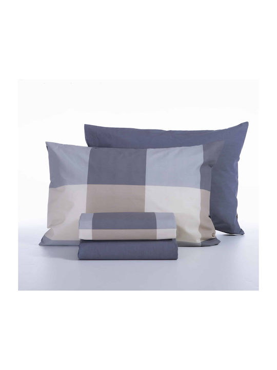 Nef-Nef Homeware Bettwäsche-Set Einzel 170x270cm. Casual Check Blue 3Stück