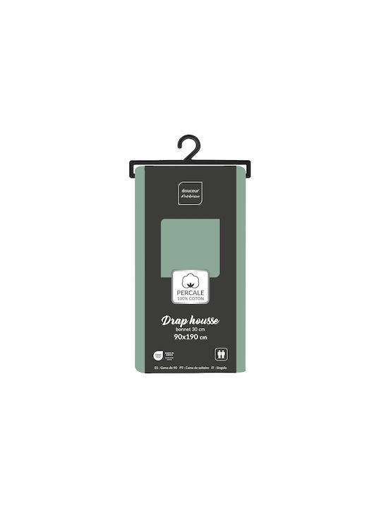 Douceur d'Intérieur Percaline Σεντόνι Μονό με Λάστιχο 90x190εκ. Lime Green