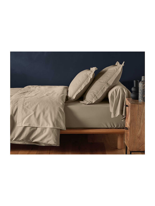 Douceur d'Intérieur Sheet for Single Bed with Elastic 90x190cm. Lina Sand
