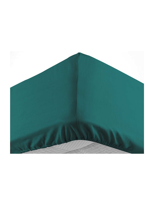 Douceur d'Intérieur Sheet for Single Bed with Elastic 90x190cm. Lina Emerald Green
