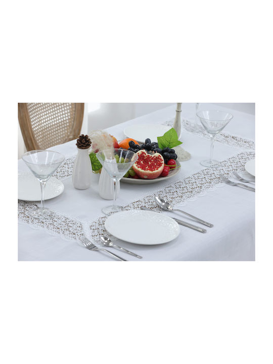 Qz1600053 White Linen Embroidery Silk Lace 60% linen 40% polyester 160×220 Liolios Home