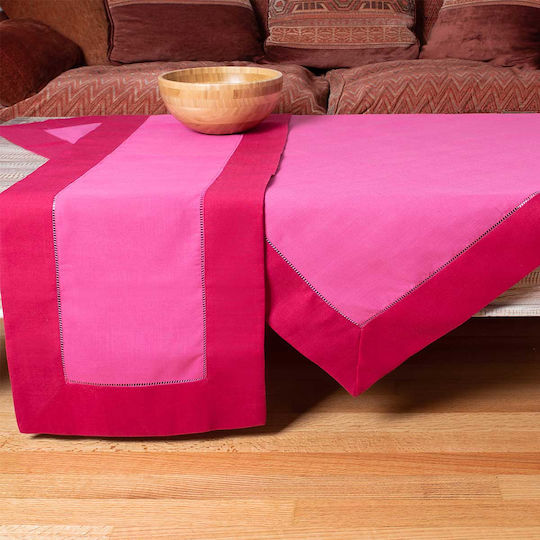 Silk Fashion Кариран Памучна с бродерия Подредба Bg17 Фуксия 90x90бр