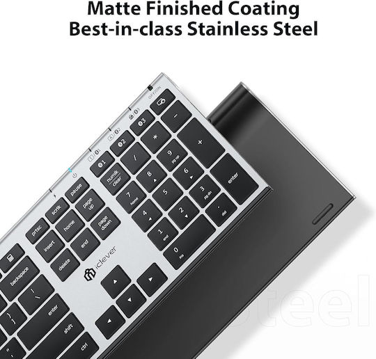 iClever BK23 Kabellos Bluetooth Tastatur & Maus Set Englisch US
