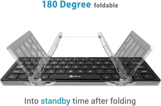 iClever BoostType IC-BK03 Ασύρματο Bluetooth Πληκτρολόγιο με Touchpad Αγγλικό US Foldable