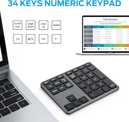 iClever IC-KP10 Ασύρματο Bluetooth Αριθμητικό Πληκτρολόγιο Γκρι