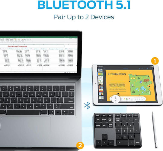 iClever IC-KP10 Ασύρματο Bluetooth Αριθμητικό Πληκτρολόγιο Γκρι