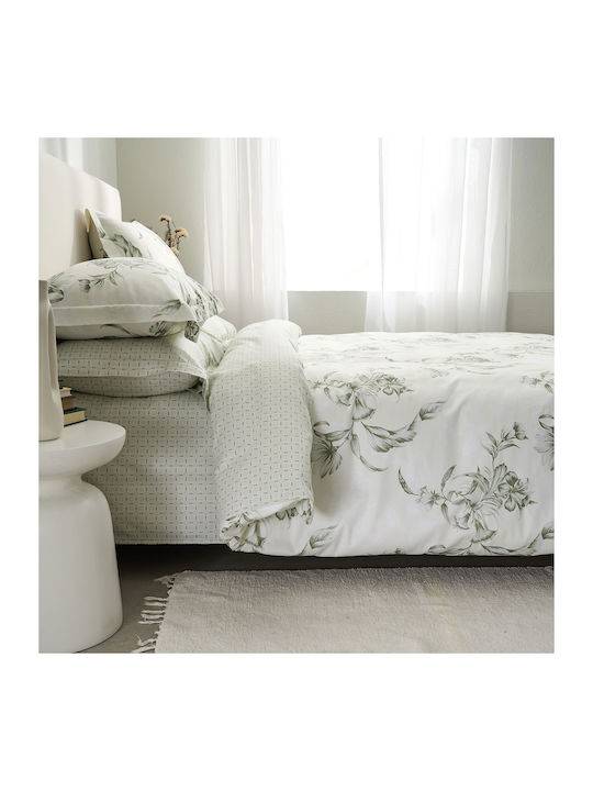 Vesta Home Sheet Sets Queen 240x270cm. Victoria Bay Leaf Mint 4pcs