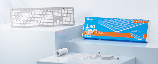 iClever IC-GK08 Fără fir Bluetooth Set tastatură și mouse Engleză US Argintiu
