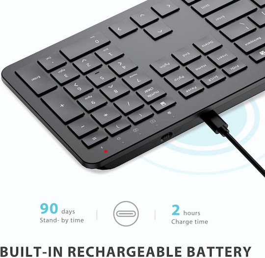iClever GK08 Kabellos Bluetooth Tastatur & Maus Set Englisch US