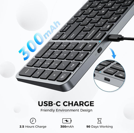 iClever BK20 Kabellos Bluetooth Nur Tastatur Englisch US