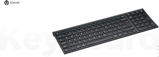 iClever IC-BK10 Ασύρματο Bluetooth Πληκτρολόγιο Αγγλικό US Γκρι