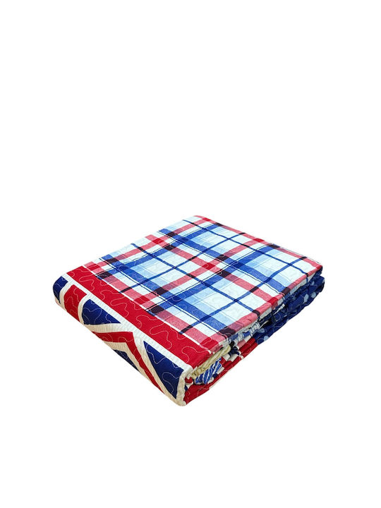 Linea Home Britain Σετ Κουβερλί Μονό Βαμβακερό Μπλε 160x220cm 2τμχ