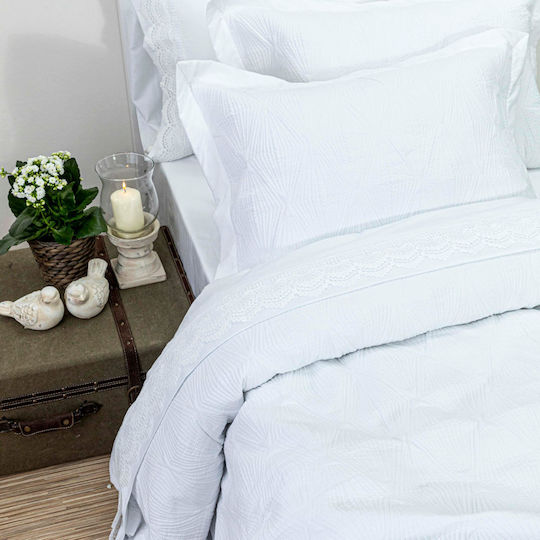 Borea Phaedra Set Coverlet Queen Size from Polyester White 220x240cm