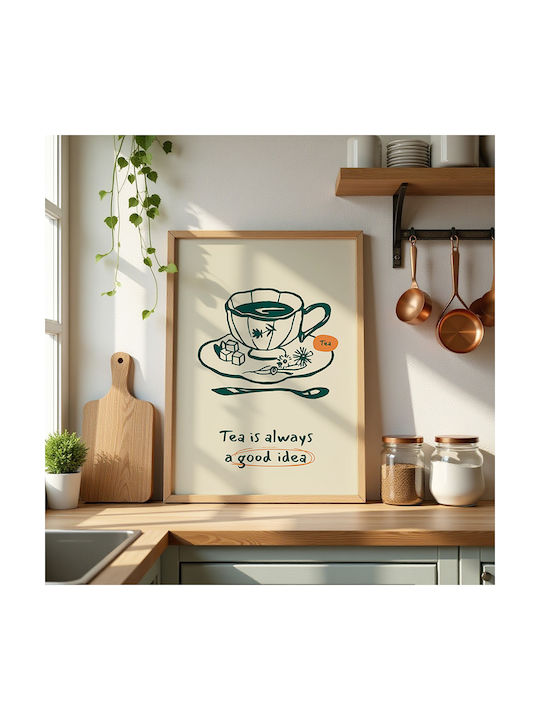 Poster Tee ist immer eine gute Idee Pst25330 30cm x 40cm Schwarzer Holzrahmen