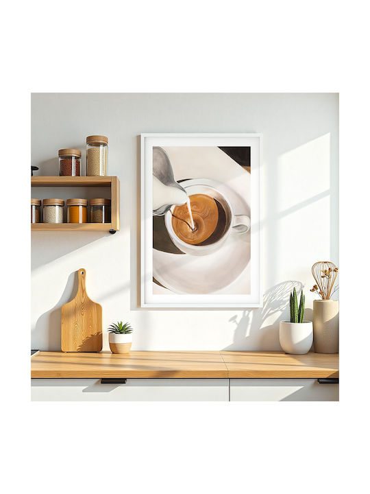 Poster Cappuccino Coffee Pst25333 21cm X 30cm Λευκό Κάδρο Pvc