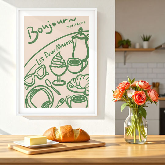 Poster Morgenkaffee Pst25327 21cm x 30cm Weißer PVC-Rahmen