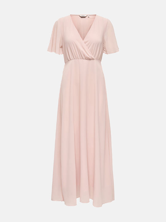 Life Καλοκαιρινό Maxi Φόρεμα Κρουαζέ Rose Smoke