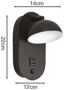 Inlight Wall Lamp with Integrated LED and Warm White Light Black 22x14x14cm