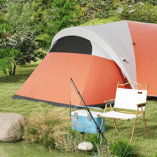 Cort De Camping Tunel Portocaliu 4 Anotimpuri Pentru 6 Persoane 550x300x198cm