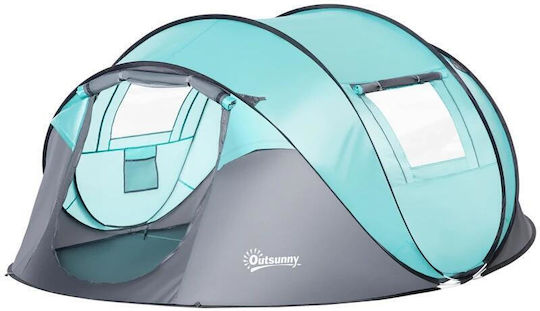 Cort De Camping Pop Up Albastru Pentru 4 Persoane 286x209x122cm