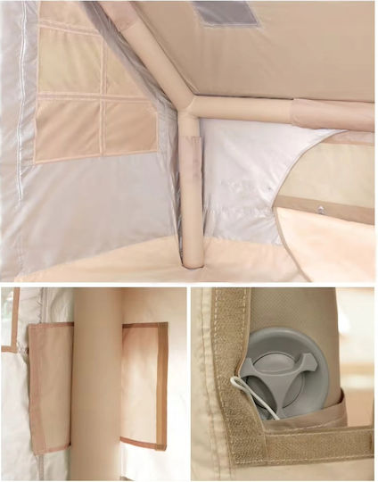 Inflatable Camping Tent Beige 4 Seasons for 8 People 400x300x210cm