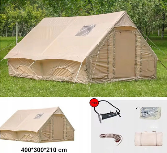 Inflatable Camping Tent Beige 4 Seasons for 8 People 400x300x210cm