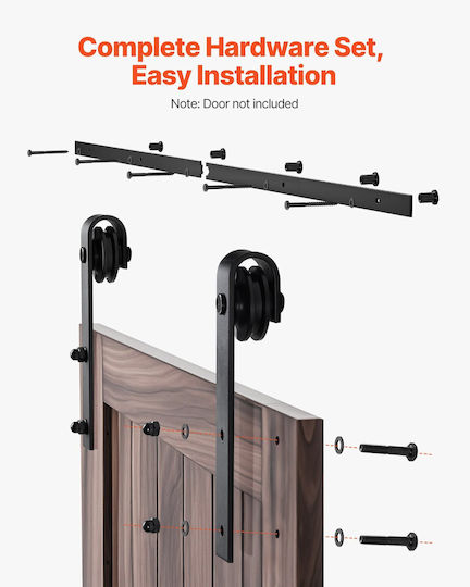 Vevor Sliding Door Mechanism For Wooden Door 152.4cm Black
