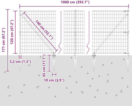 vidaXL Plasă de sârmă Galvanizat Verde 1.2x10m