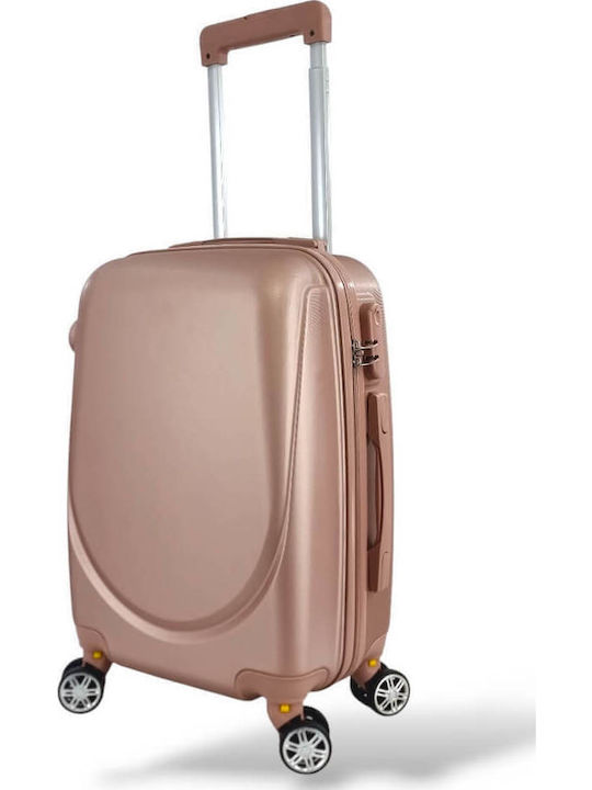 Playbags Cabin Hard Suitcase Pink Gold with 4 Wheels Height 55cm