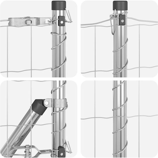 vidaXL Galvanized Concertina Wire Fencing Set Silver 0.6x25m